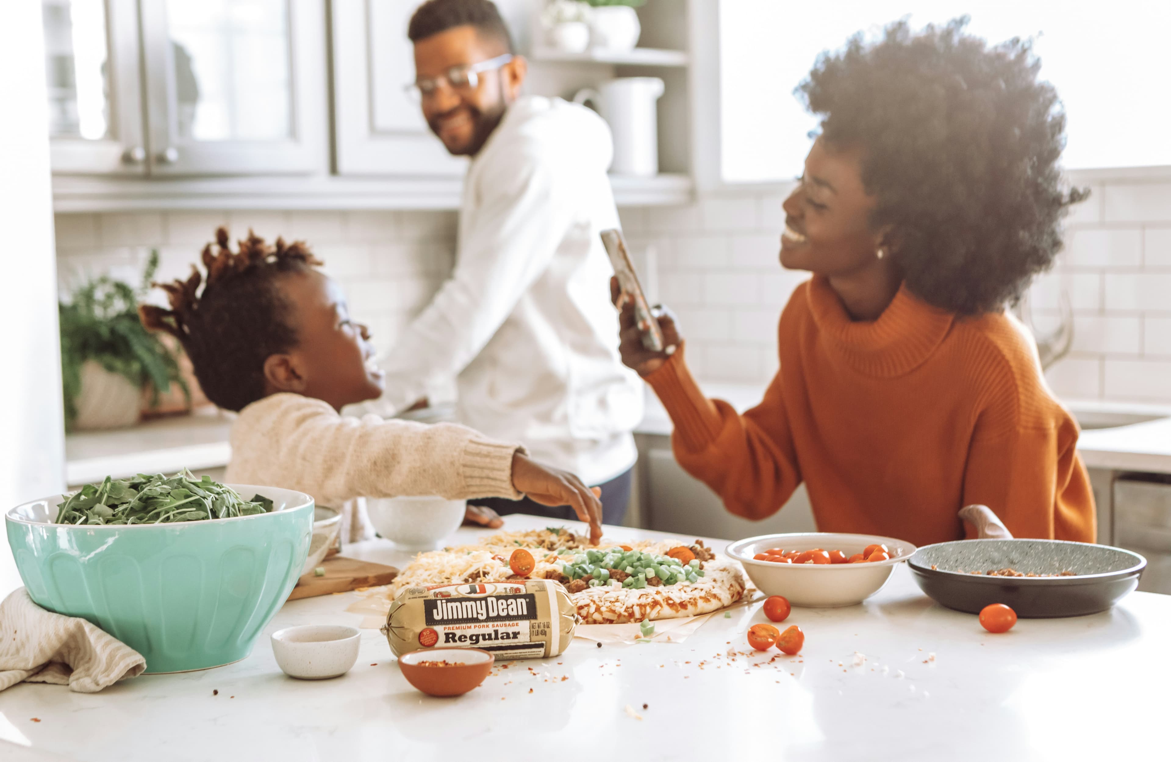 Family reviewing insurance options together